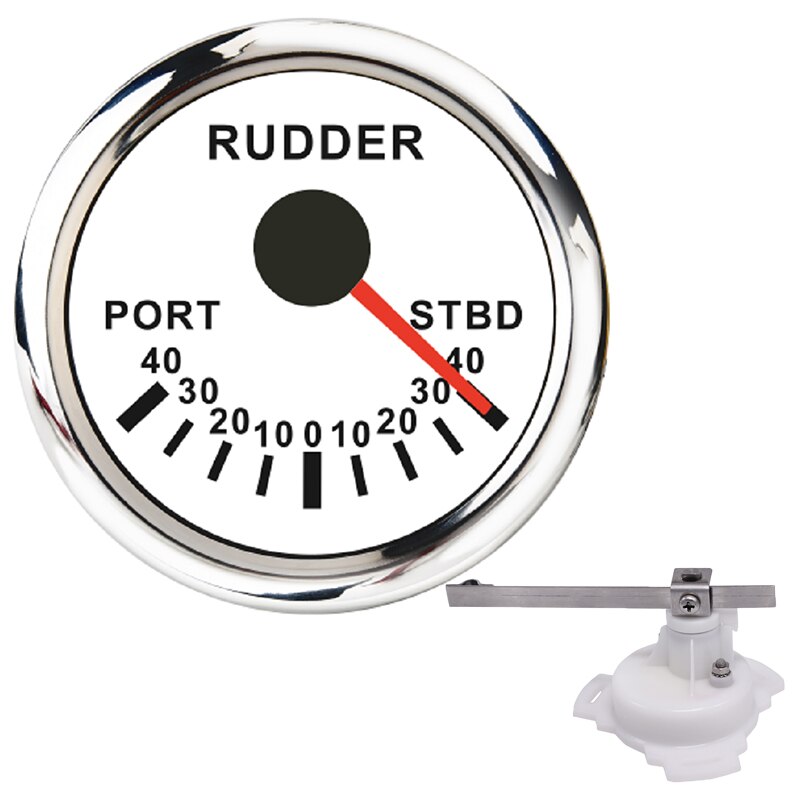 52MM Rudder Angle Indicator 0-190 ohm With Rudder Angle Sensor ail Boat Marine Rudder Angle Meter Red backlight -40~40 Range: WS  Sensor