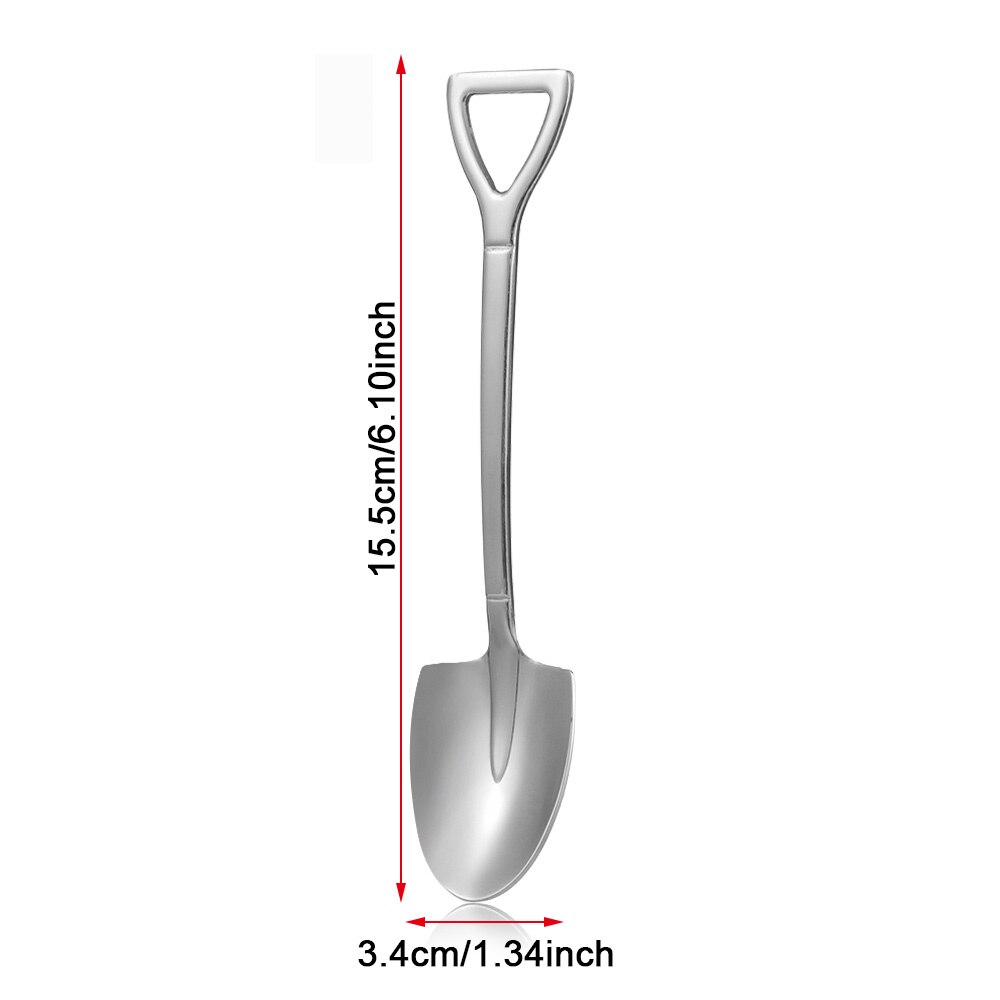 Multi-color Spoon Fork Shovel Shape Ice Cream Spoon&Fork Kitchen Gadget Long Handle Coffee Ice Cream Tool Kitchen Accessories: Silver-Spoon type2 B