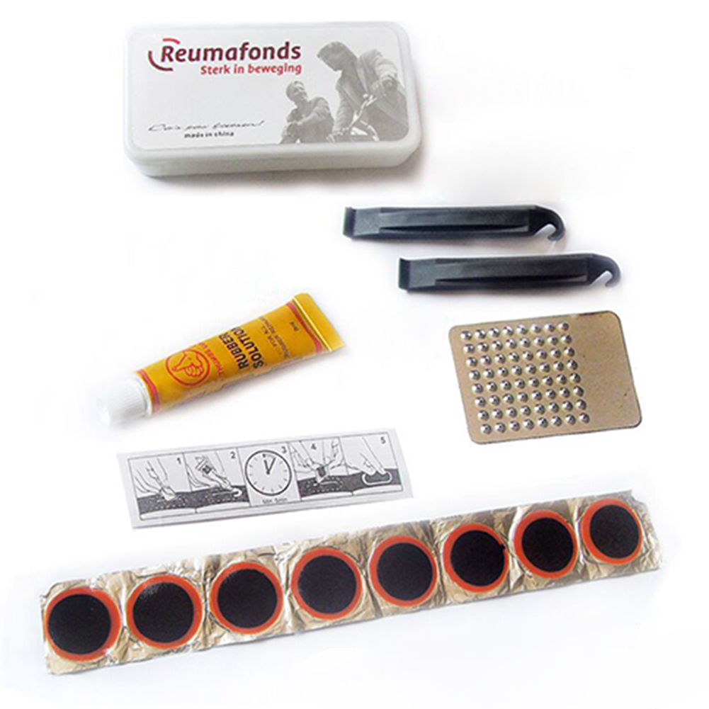 Kit de reparación de neumáticos de bicicleta, caja de reparación de parches de goma, herramientas de parche de neumáticos portátiles, Kit de reparación, herramientas de reparación de tubo interior de bicicleta