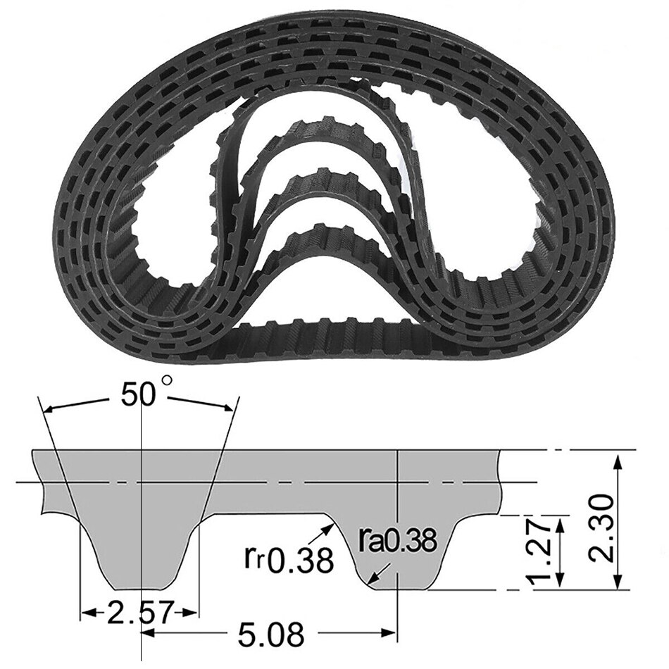 Correa De Distribución Trapezoidal HTD-5M, Ancho 15mm, Perímetro 2500mm-4260mm - Goma Reforzada
