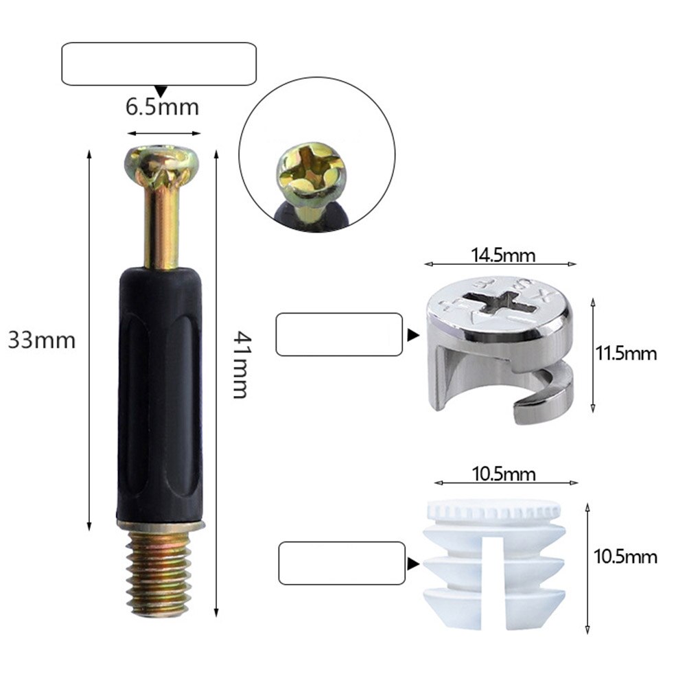3 In 1 Cam Fitting Desk Furniture Connector Set Home For Cabinet Wardrobe Screw With Dowel Easy Install Eccentric Wheel Drawer