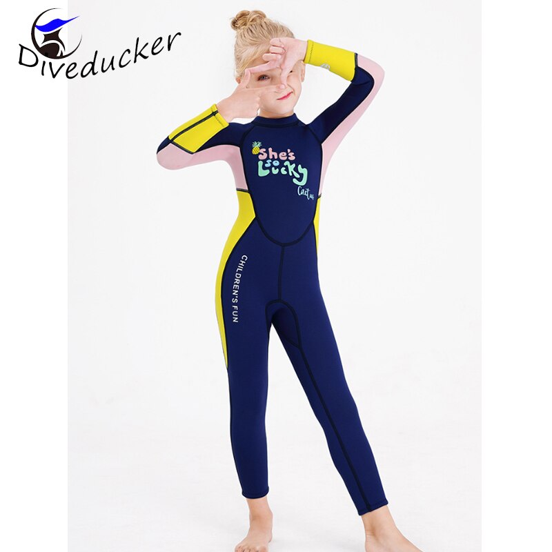 2.5mm neopreen wetsuits kinderzwemkleding duikpakken lange mouwen meisjes surfen kinderen rashguards snorkel eendelig snorkelen: Geel / Xl