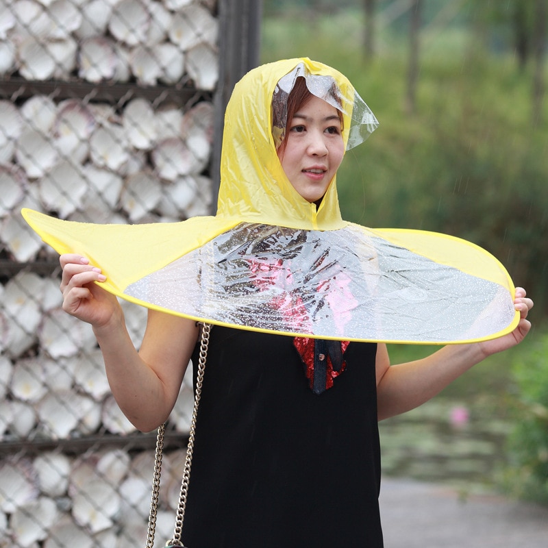 GQIYIBBEI Portable UFO Rain Hat Cove Foldable Raincoat Kids Umbrella PEVA Material Travel Fishing Sessile Cap With