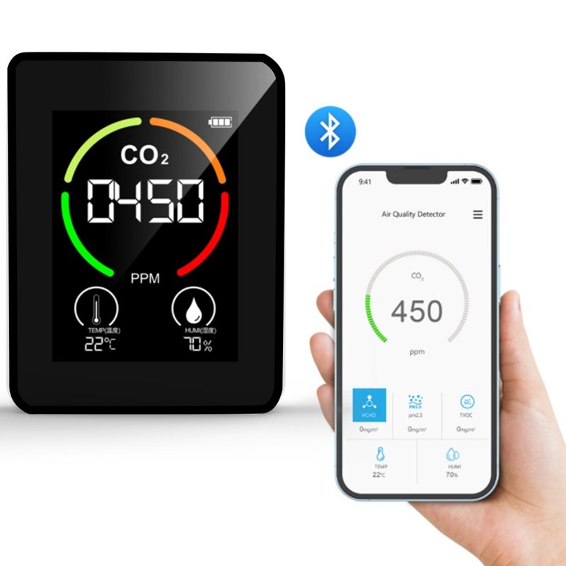 2Pcs Air Monitor CO2 Carbon Dioxide Detector Air Temperature Humidity Monitor Fast Measurement Meter For CO2
