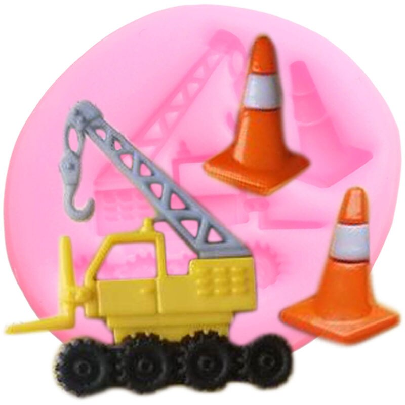 Bulldozer de silicona, moldes de grúa, camión de construcción, herramientas de decoración de pasteles de Fondant de Chocolate, accesorios para hornear magdalenas de de bebé