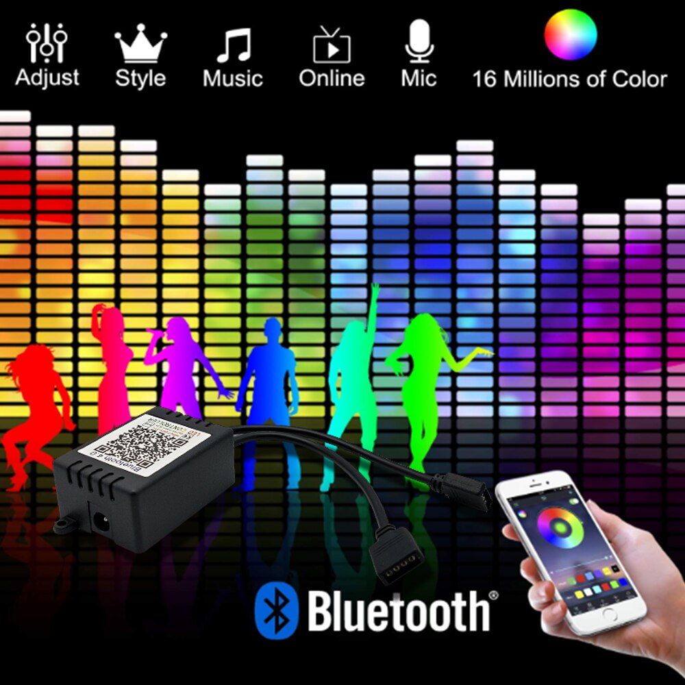 APP Phone RGB RGBW Controller Bluetooth LED Controller DC 5V 12V 24V Bluetooth IR Remote Dimmer For LED Strip Black White