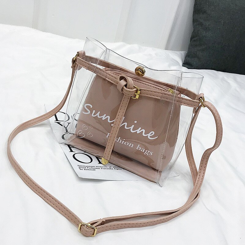 Yogodlns sacs à bandoulière pour femmes dame Transparent épaule gelée paquet été sac à main téléphone sac bolsa: Pink