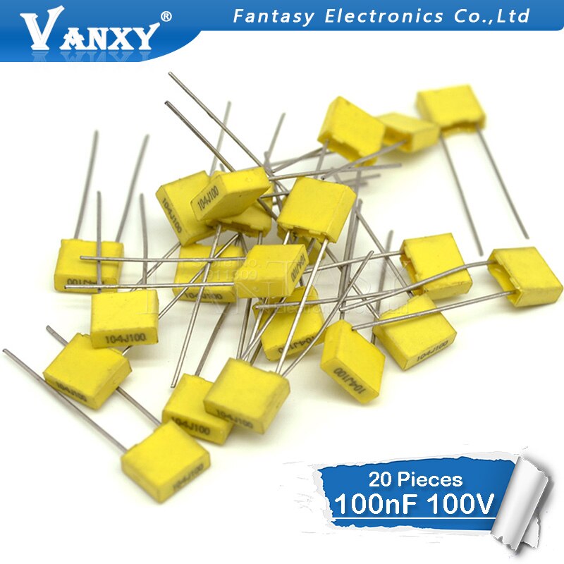 20Stck 100NJ 100 Korrektur Kondensator 100 V104J 100NF 0,1 UF 100V 104 104J 5mmPolypropylene Sicherheit kunststoff Film
