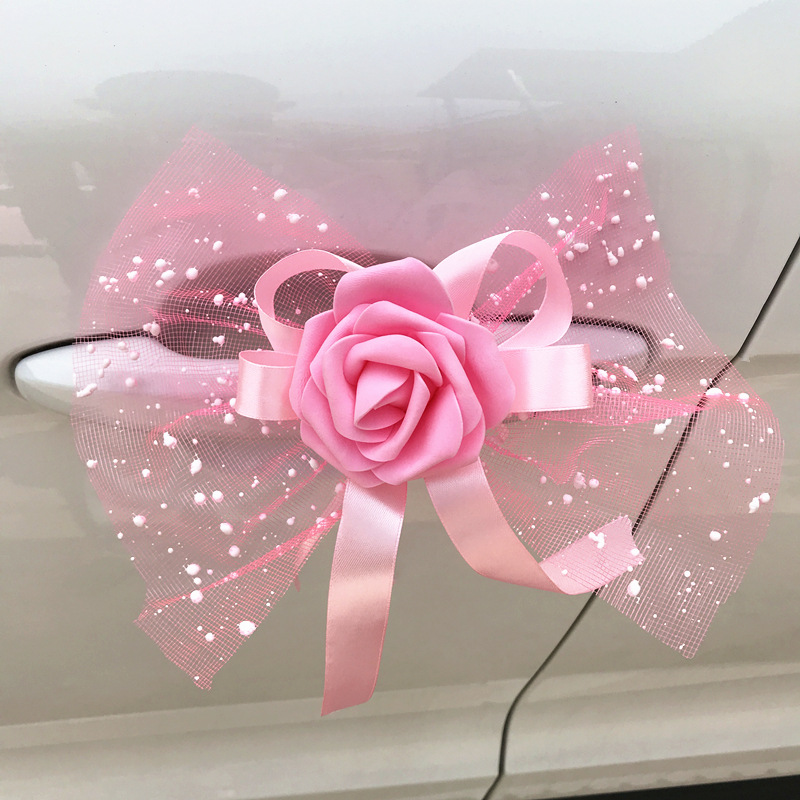 Deurgrepen Mooie Bruiloft Festival Benodigdheden 1PC Achteruitkijkspiegel Decoraties Voor Bruiloft Auto Decor Decoratie Bloem: Roze