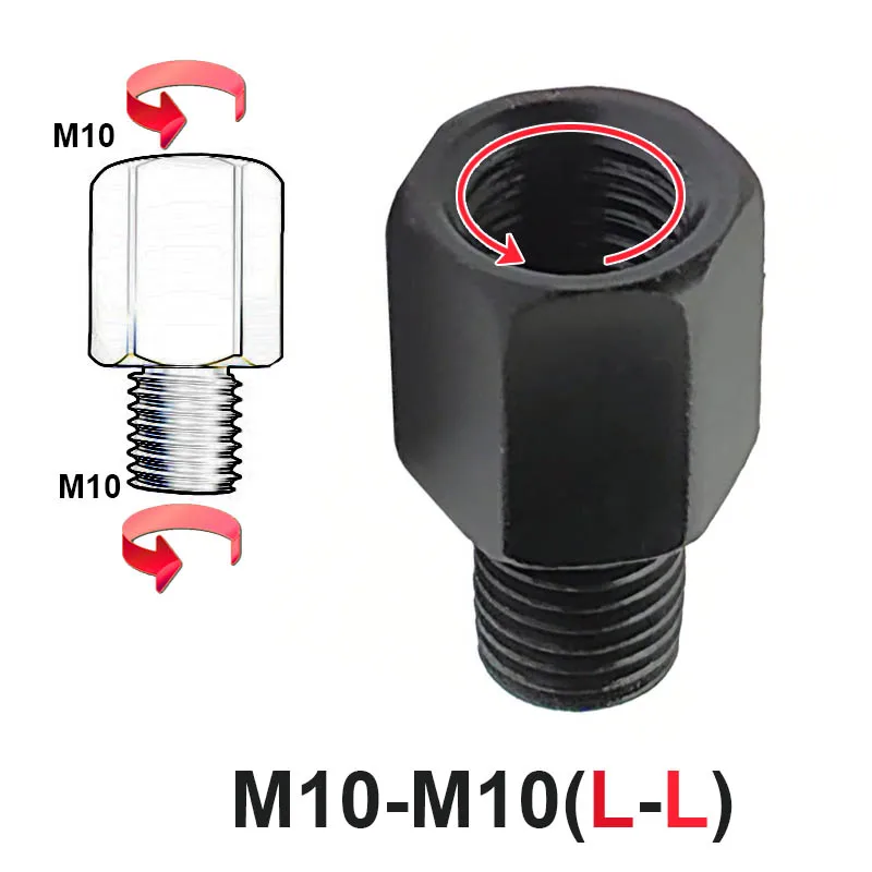 Schwarzer Spiegeladapter M10 M8 10MM 8MM Motorrad Rolle Rückspiegel Adapter Rechts Verknüpfungen Gewinde Umwandlung Bolzen Schrauben: MULTI