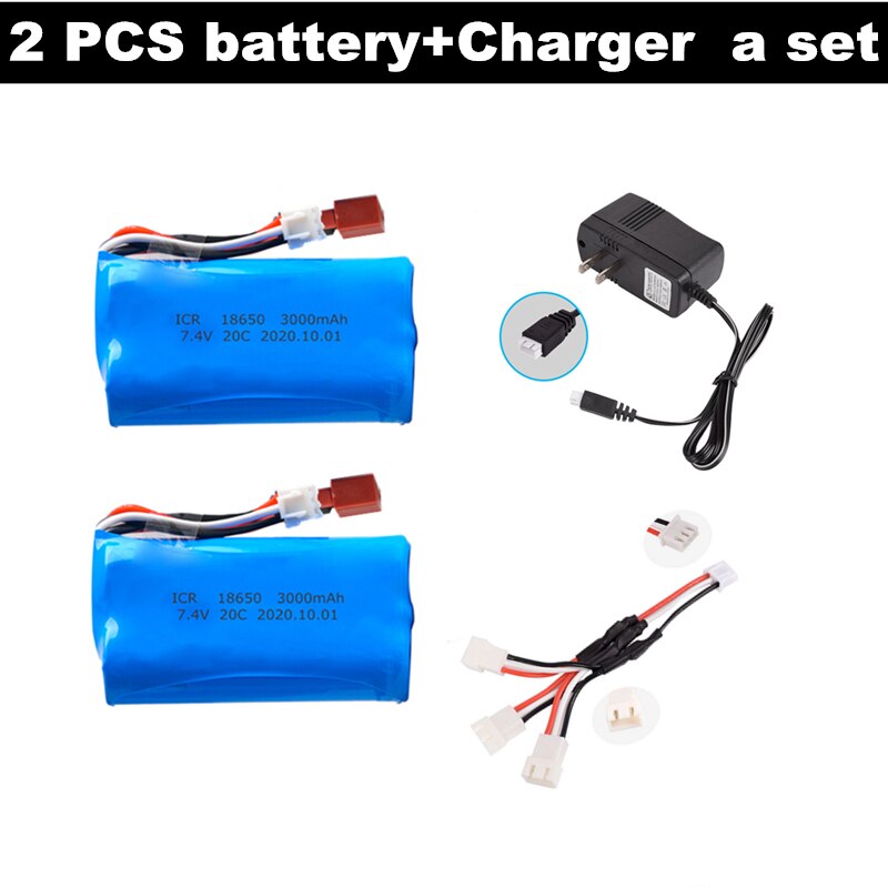 18650 7,4 V 3000MAH Batterie T Stecker für Q46 Wltoys 10428 /12428/12423 RC Auto Ersatzteile Zubehör Wltoys 144001 a959-B A969-B: verrotten