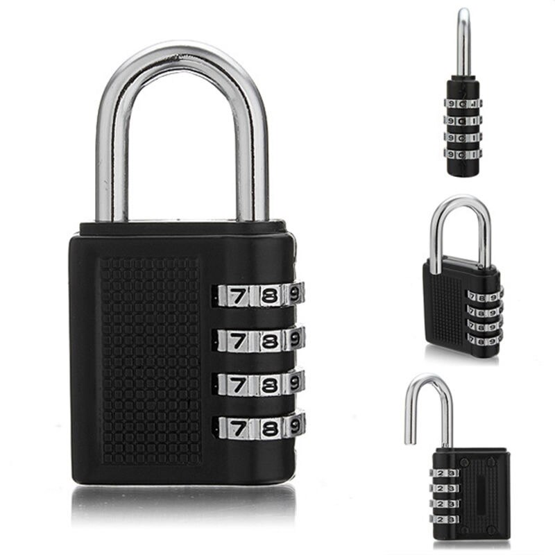 Heavy Duty 4 Digit Combination Padlock Number Luggage Travel Code Lock Black Weatherproof Security Padlock: Default Title