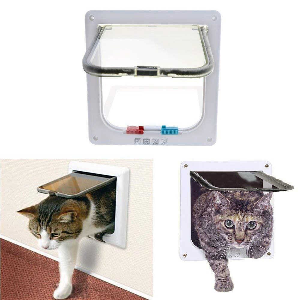 Porte animal domestique | Serrure à 4 voies, porte pour chien chiot et chat, coffre-fort, porte de maison de taille moyenne, petite et grande, verrouillable fabriqué en ABS et Durable S, M, L