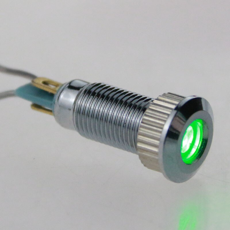 10 stk metall indikatorlys 8 mm metall lampe spenning 12 v varsel kjøretøy lampe rød grønn gul blå og hvit: Grønn