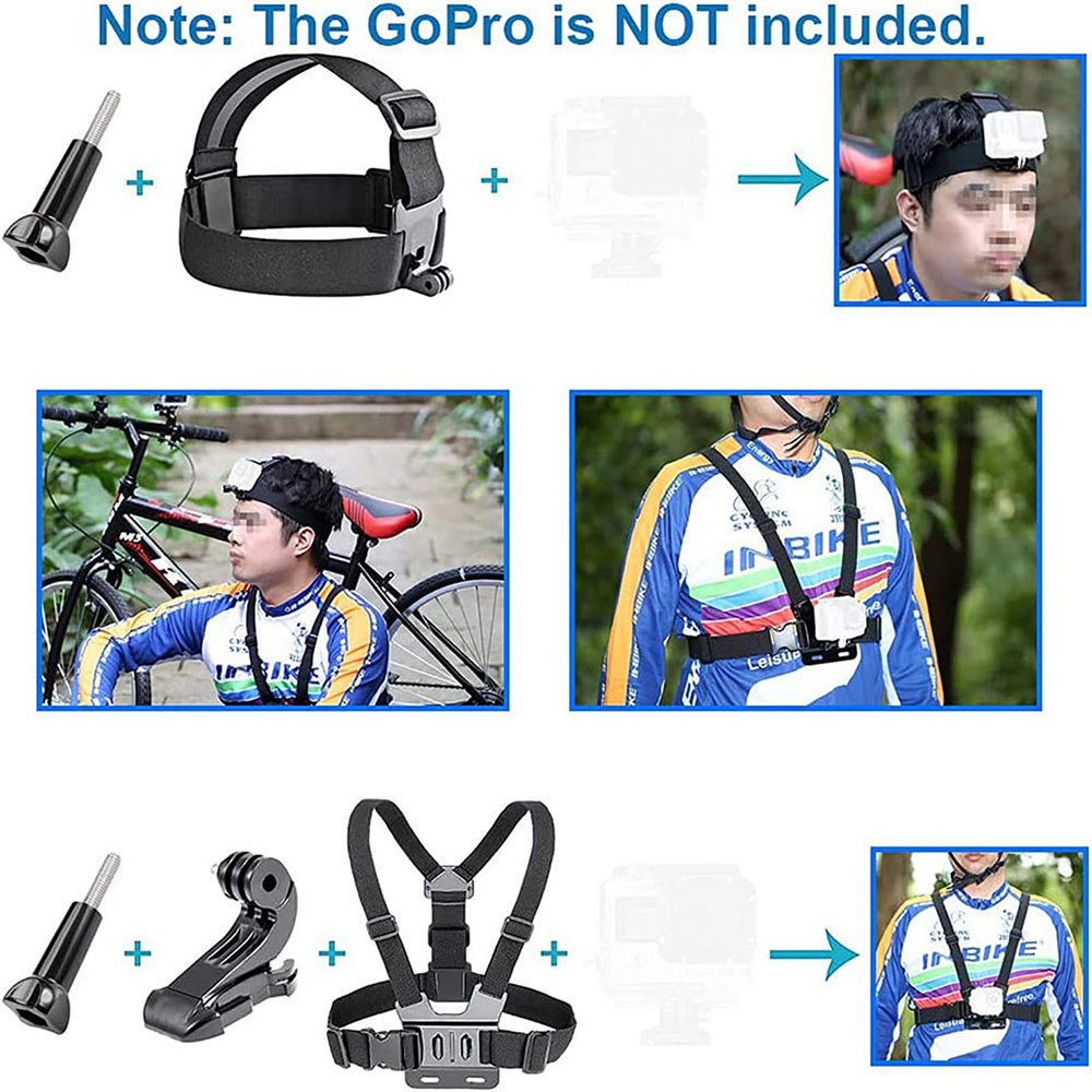 Action Camera Accessories Kit for Gopro Hero 12 11 10 9 8 7 6 5 4 Max Mount Session YI 4K SJCAM EKEN Osmo AKASO APEMAN Accessory