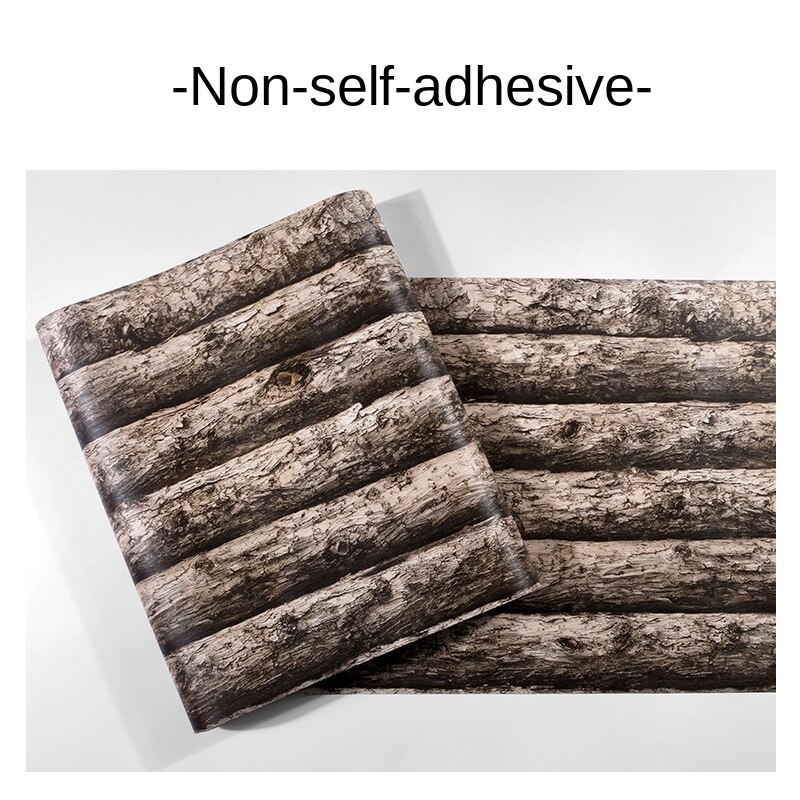 Imitation Wood-Grain Wall Paper 3D Retro Nostalgic Solid Wood Log Color Simulated Bark Wood Board Pattern Chinese Restaurant: Screen Frosted2