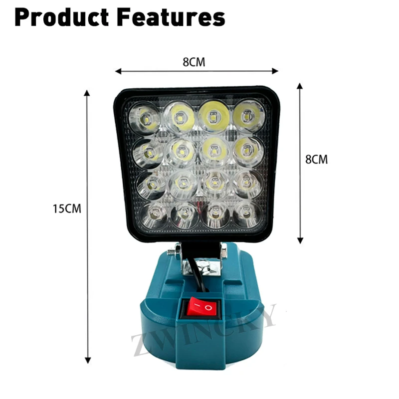 Lampe de travail LED lampe de poche 3 pouces pour Makita 18V Li-ion batterie Portable lampe d'inondation de secours lampe de Camping HongSong FoGo Lomvum