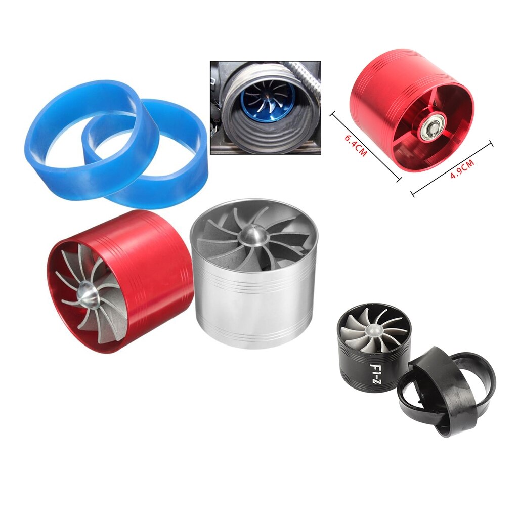 Universal Air Intake Turbo Turbocharger Fuel Gas Saver Fan Black Red