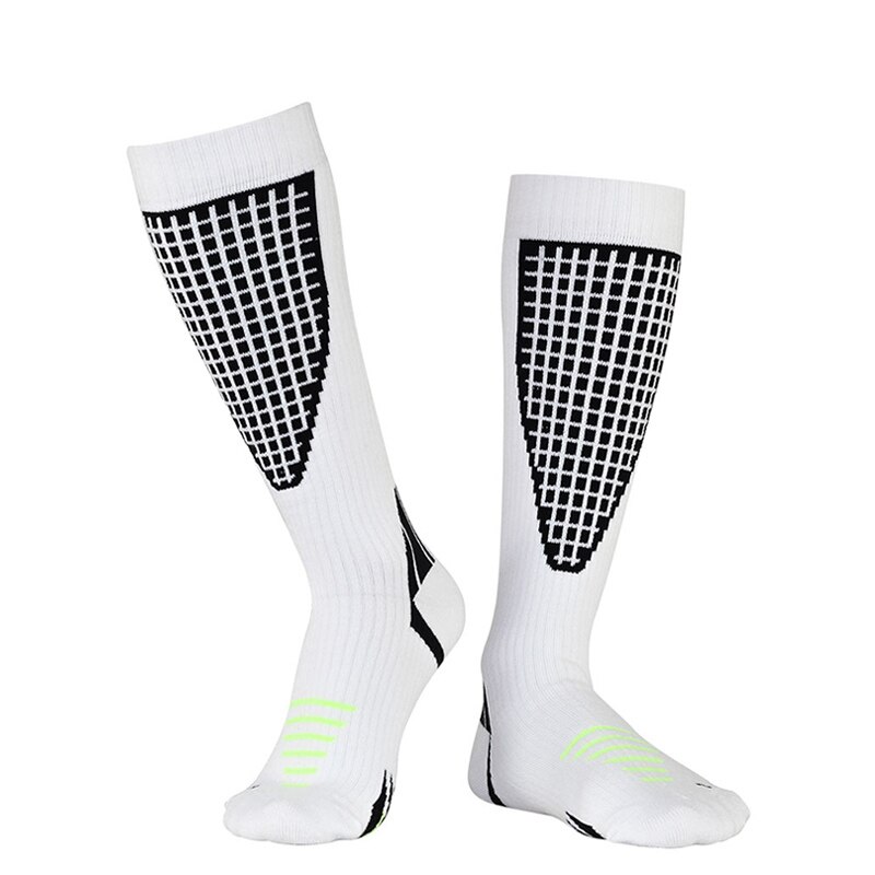 Chaussettes thermiques en coton épais pour homme et femme, 1 paire, chaudes, hiver, longues chaussettes de Ski, sport, Snowboard, escalade, Camping, randonnée, neige: White black / L/XL