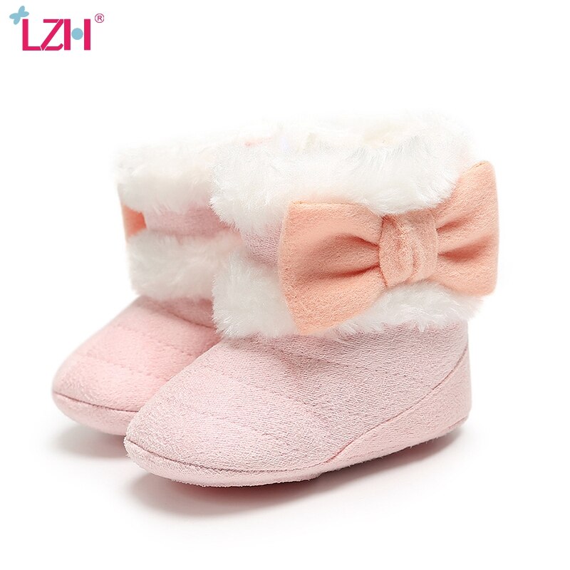 LZH obuwie dziecięce 2020 nowe zimowe noworodki dziecięce buty moda Bowknot Velcro maluch Infantil uruchomić ciepłe śniegowce na zimę