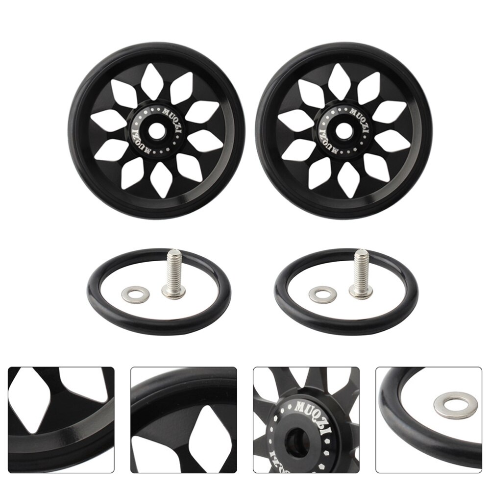 Easy Wheel – roues de vélo pliantes en alliage d'aluminium, Compatible avec Brompton, 1 ensemble: Black