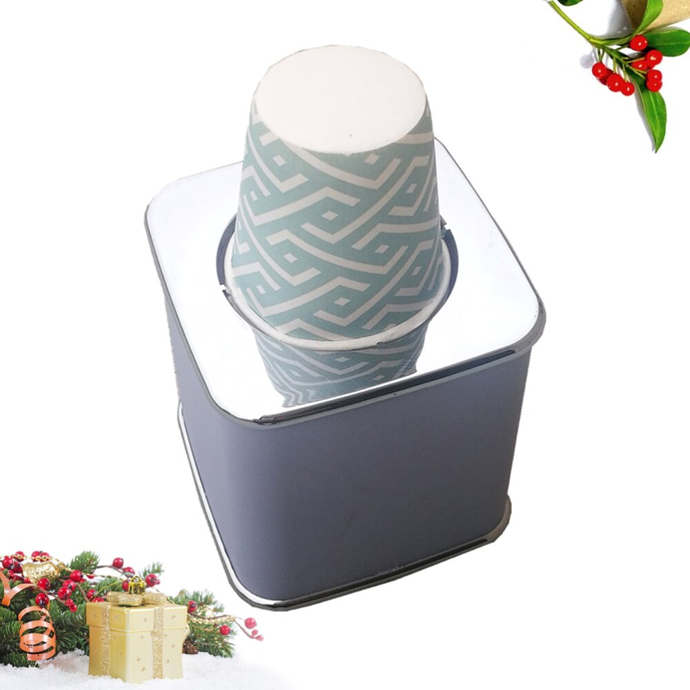 Dispensador de vasos de agua desechable, dispensador de vasos de papel, soporte para vasos de bebidas con taza de 20 piezas (taza con patrón aleatorio)