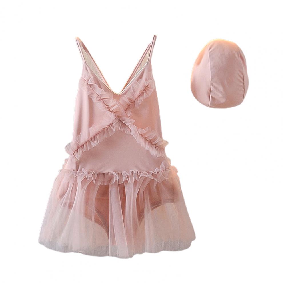  One Piece Swimsuit  Nice-looking Polypropylene Sweat Absorbing Girl Swimwear with Hat for Beach   : Pink / 2XL