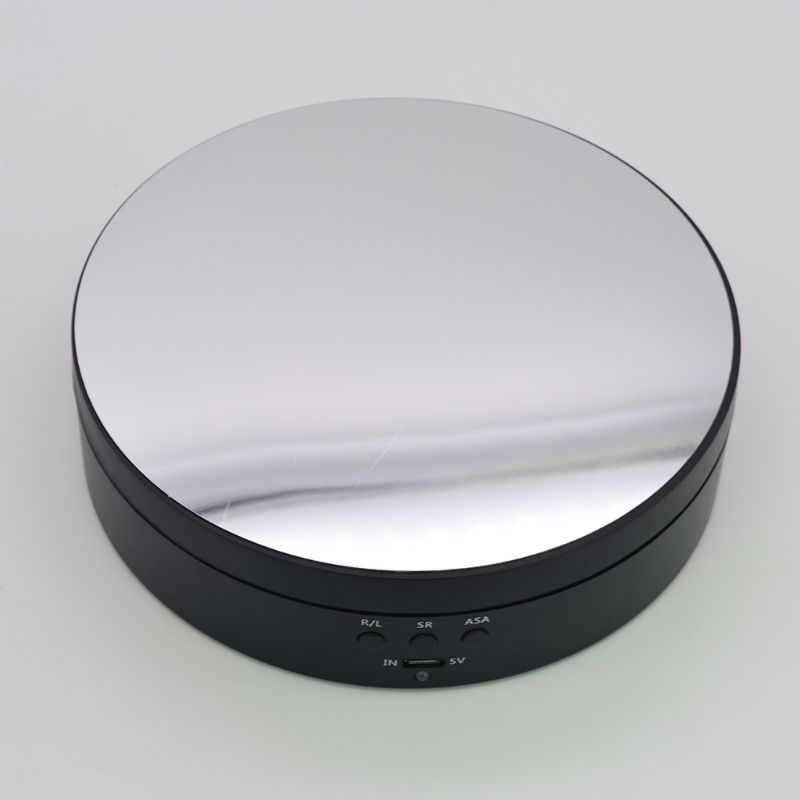 2022 3 hastigheder elektrisk roterende displaystativ spejl pladespiller smykkeholder batteri/usb strøm