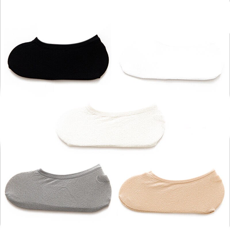 5 Paia Calzini Bassi Traspiranti Invisibili - Calzini Estivi Donna - Cotone Elastico Casual: Colore unito