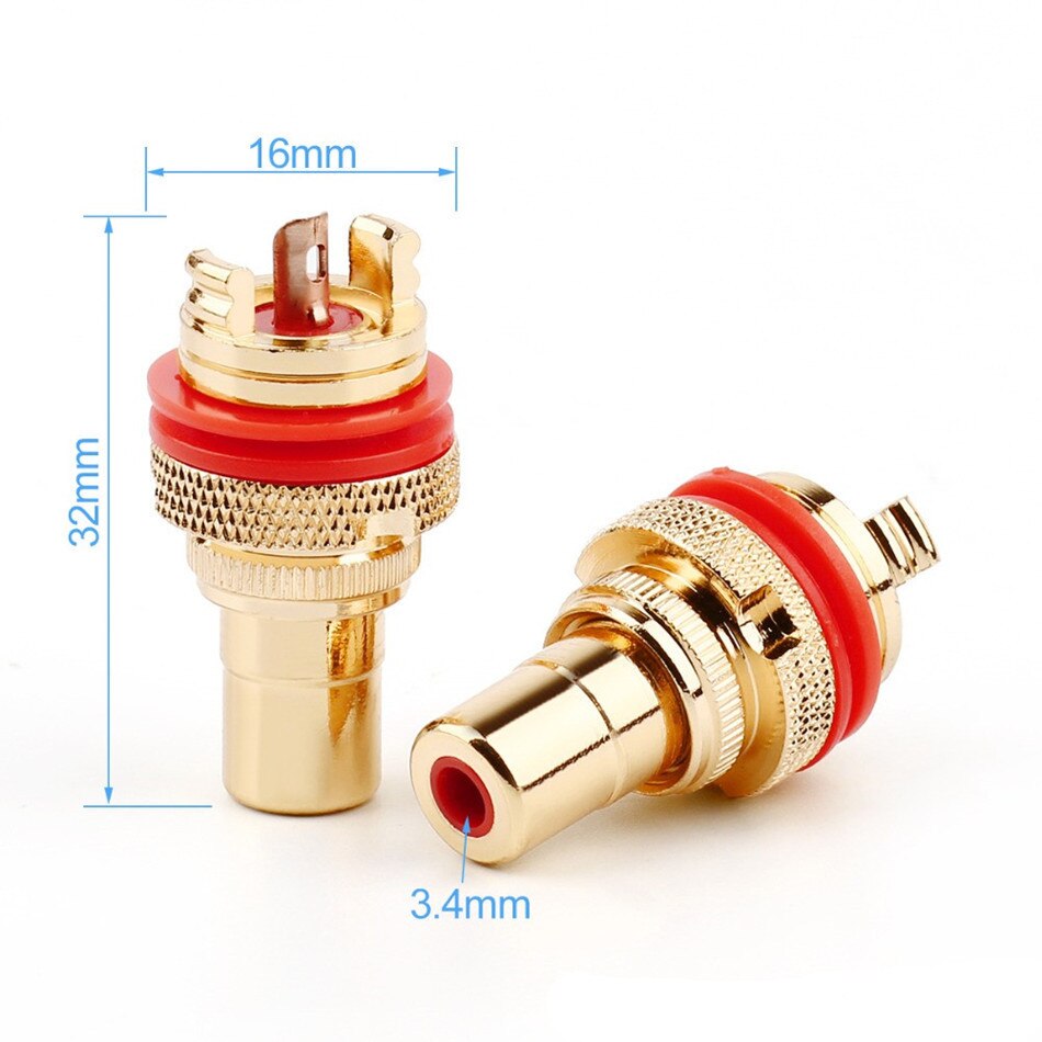 RCA Connector Female Jack Bright/Copper/Dumb/Rhodium Plated Socket Chassis Speaker Connectors 32mm HiFi Amplifier Audio Terminal