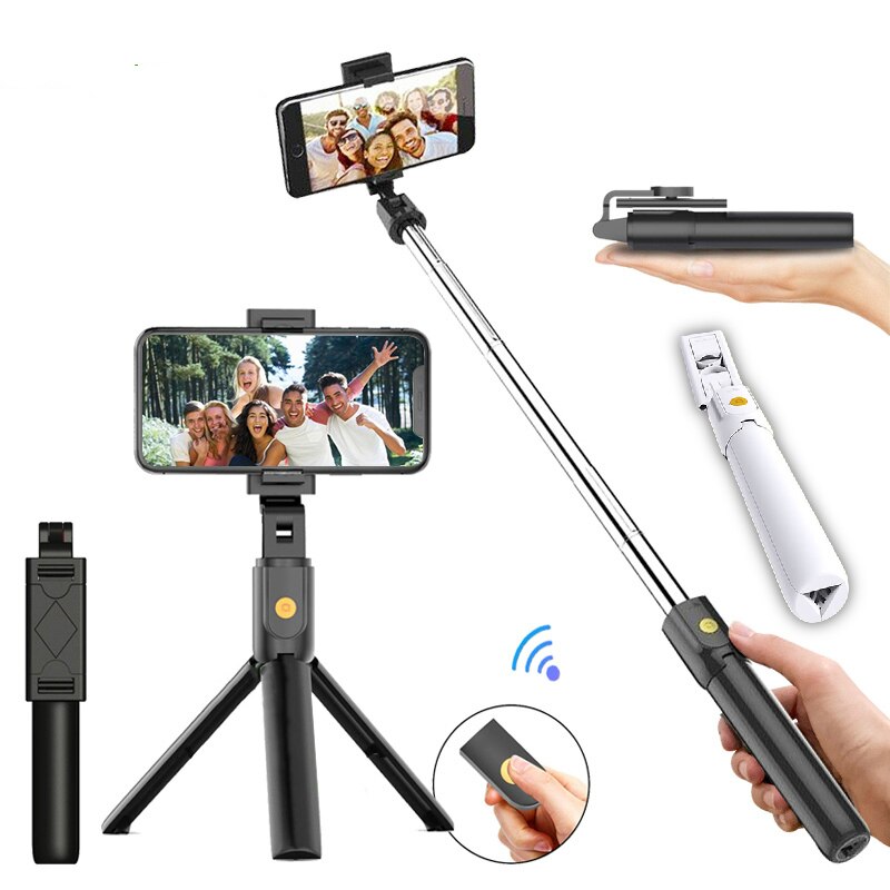 MINI handheld selfie stick 360-degree rotating selfie artifact with LED light, Bluetooth connection selfie stick