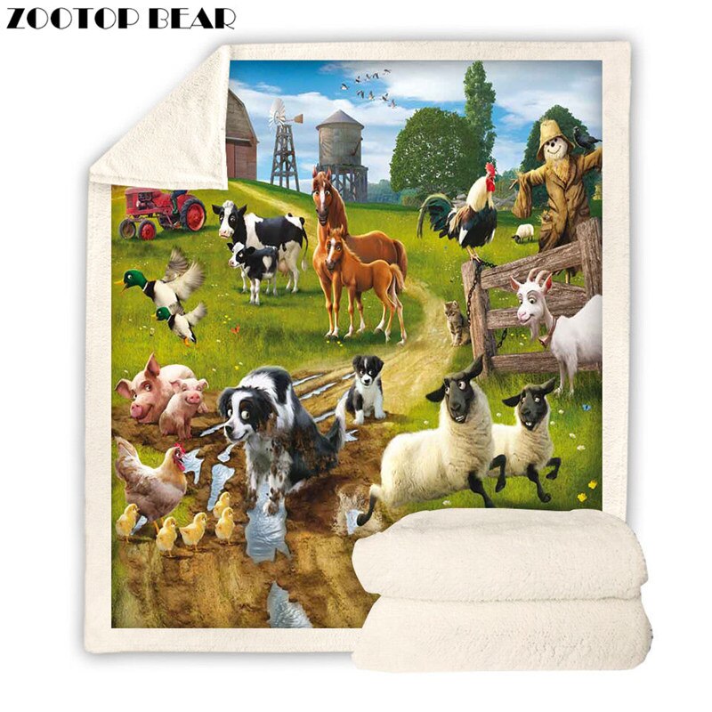 Sherpa Fleece Blanket Boy Horse Plush Blanket Animal Home Travel Adult Bedclothes ZOOTOP BEAR: BZSX4161 / 150x200cm