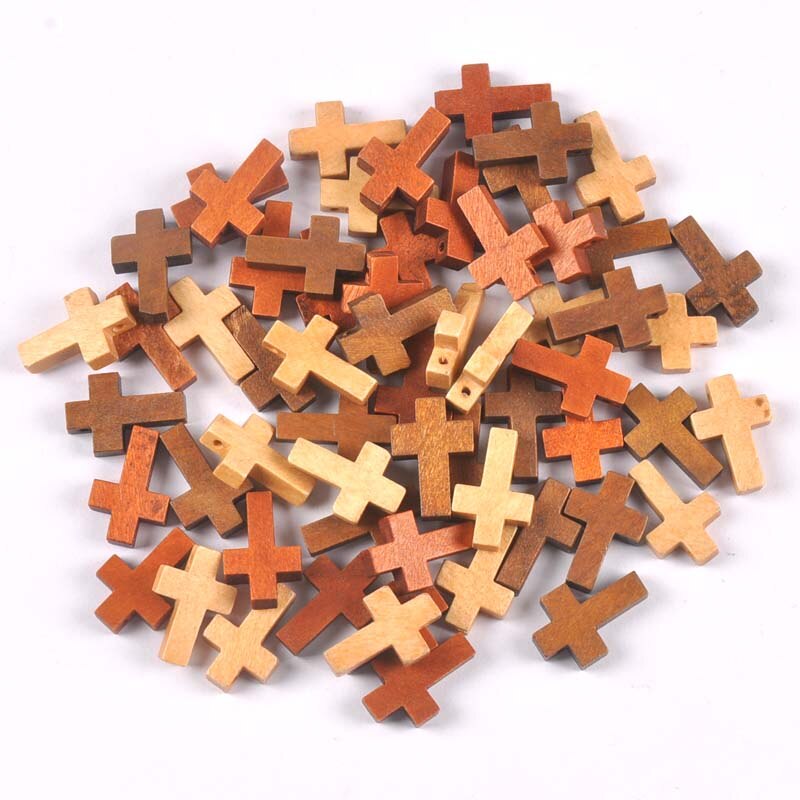 Perles en bois à suspendre en croix, bricolage, pendentif pour enfants, bijoux décoratifs, , mt2575