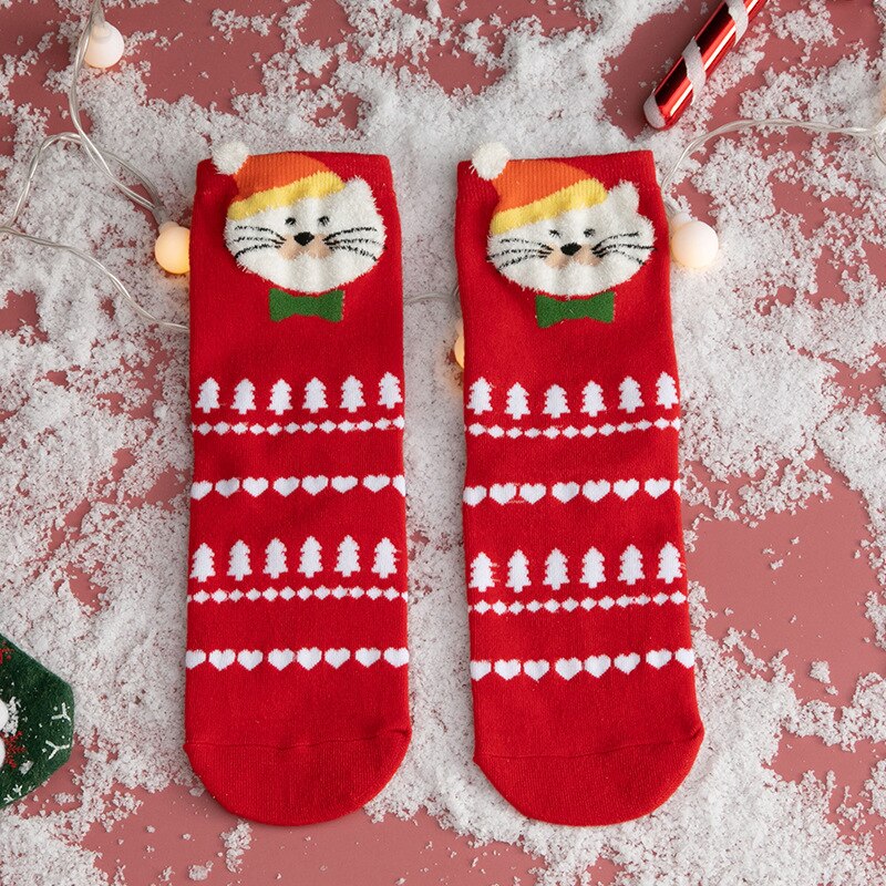 Kerstsokken dier cartoon vrouw schattig kerstman kerstboom sokken kawaii voor thuis ornament jaar kerst kind: 6
