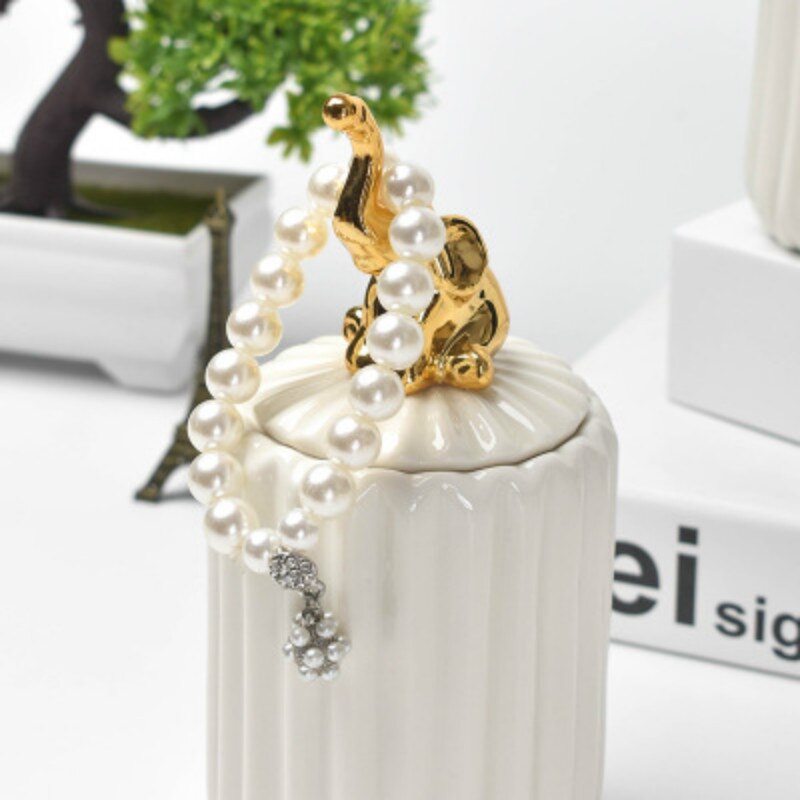 Nordic Storage Bottles Gold Plated Ceramic Cover Glass Jar Color Candy Snack Storage Tank Cartoon Animal Shape Home Decoration