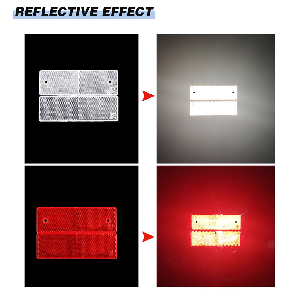 5 pcs Truck Trailer Car Rectangle Plastic Reflective Reflector Workplace Safety Night Safety Warning Plate Sticker Safety Sign