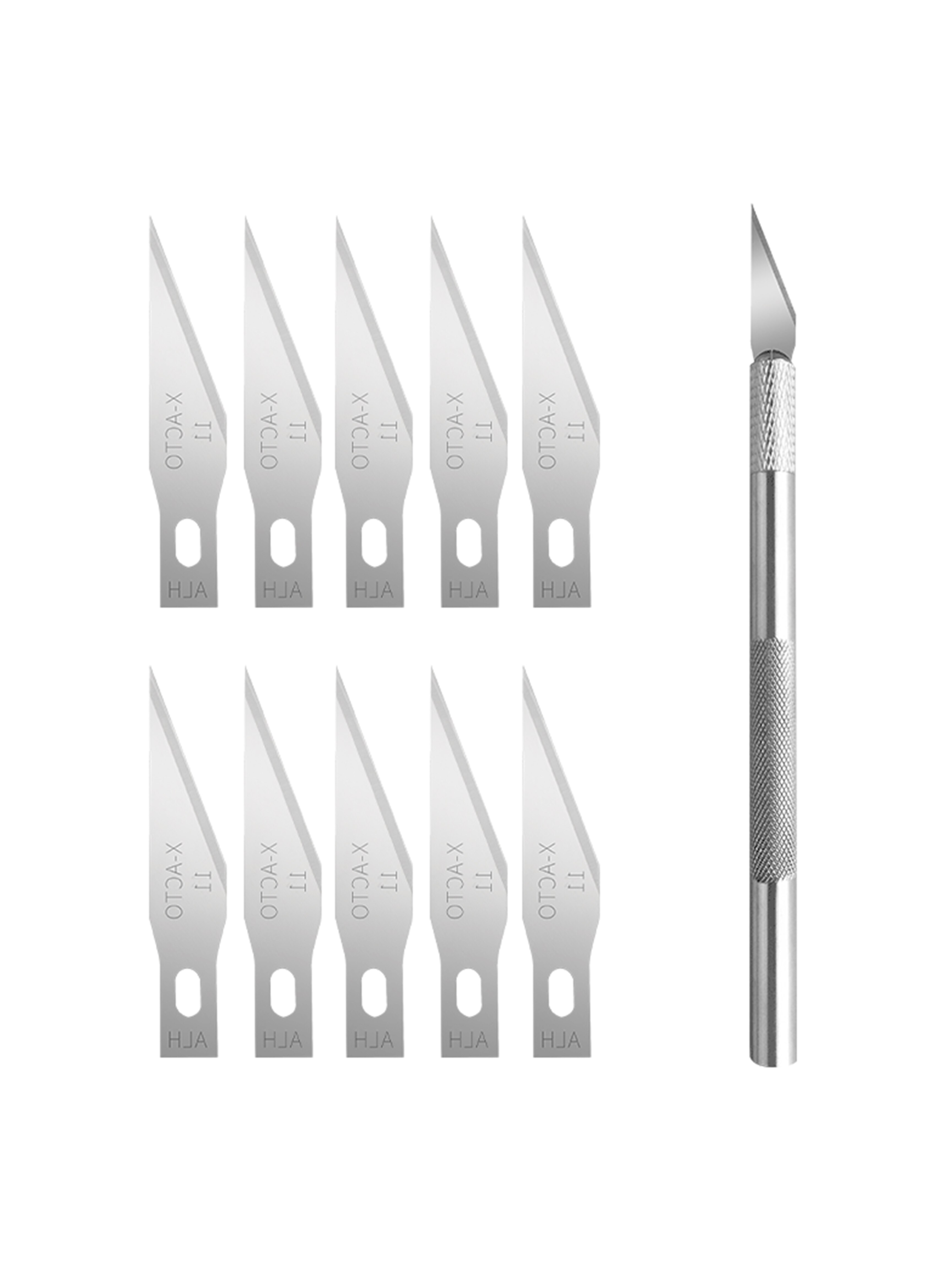 1 Knife Handle with 10pcs Blade Replacement 11A# Wood Cut Paper Knife PCB Repair Scalpel Knife DIY Cutting Tool Clean OCA Tool: blades and handles
