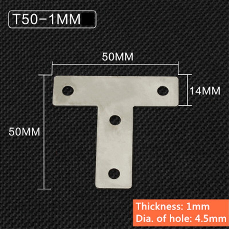 5 stks/partij Rvs Plain Hoek Beugel Satijn L T Vorm Board Ondersteuning Hoek Beugel Meubelbeslag Connectors: T50-1mm