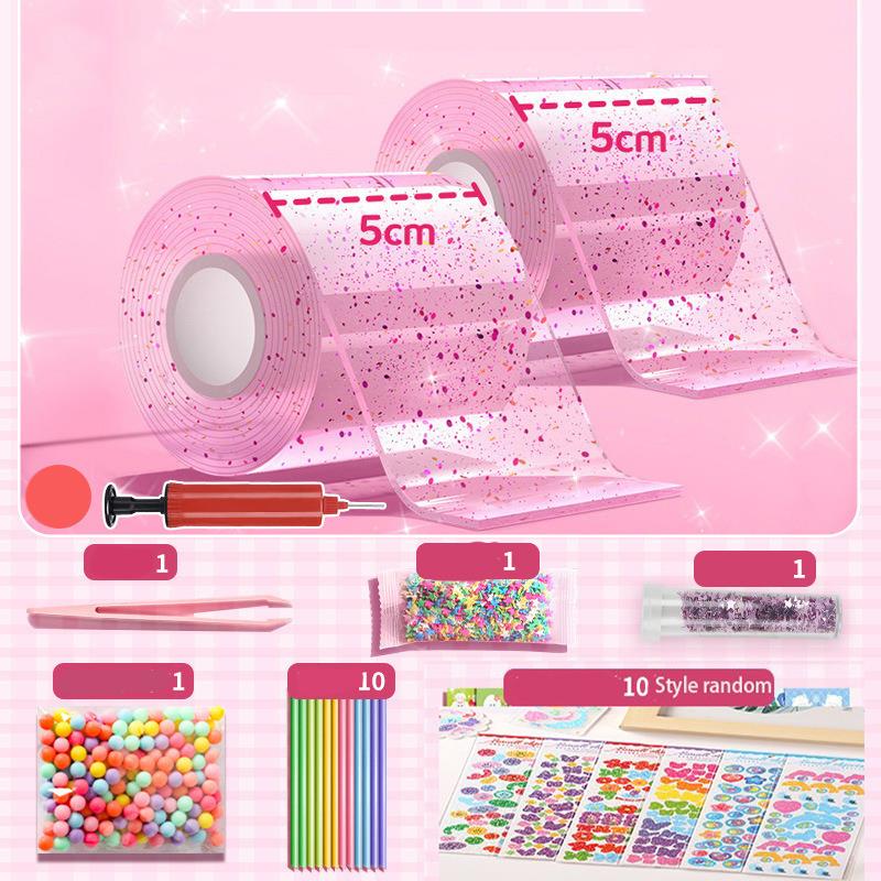 Pegamento Nano PET para amasar música, burbujas que soplan, juego completo de Nano cinta, pasta de doble cara, juguetes de descompresión de burbujas, pegatina: YELLOW