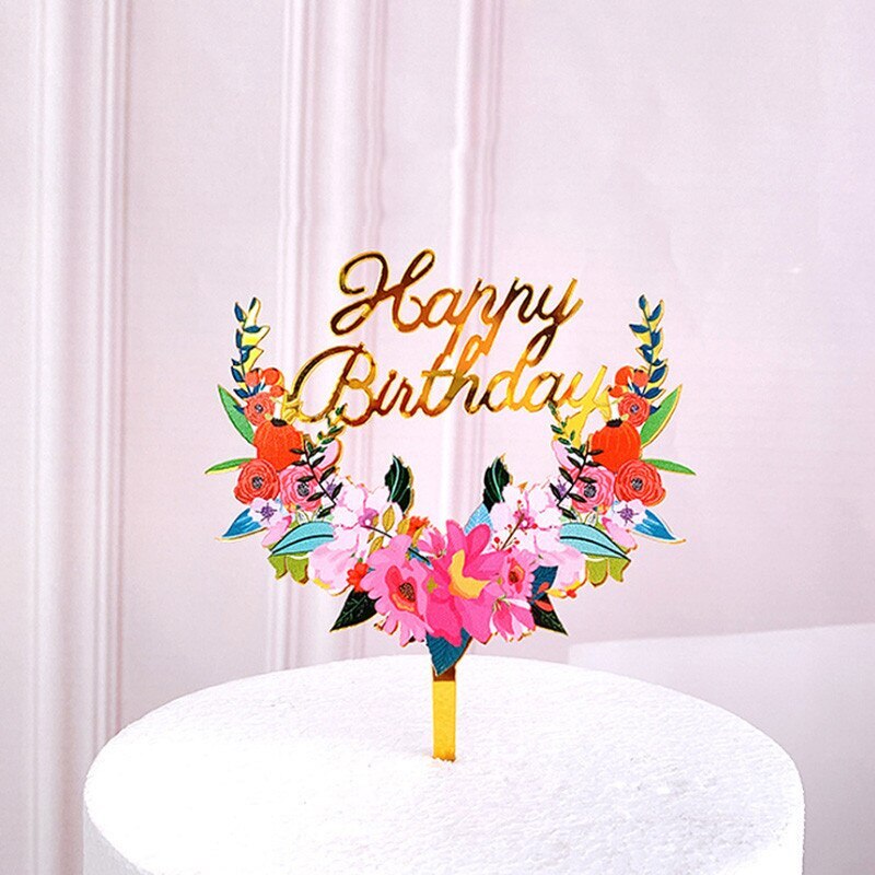 Merry Christmas Cake Sign Topper Acrylic Cake Card Inserting Party Cake Decoration Xmas Plug-in Party Supplies: Flowers