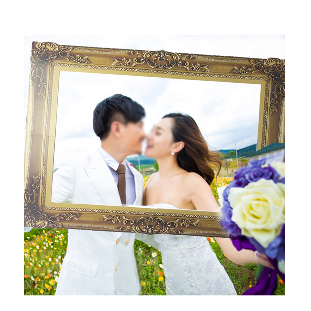 DIY Paper Picture Frame Cutouts Antique Photo Booth Props for Wedding Birthday Party (Gold)