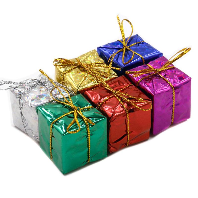 Set  of 12 glittriga julask hängande träddekorationer i olika färger