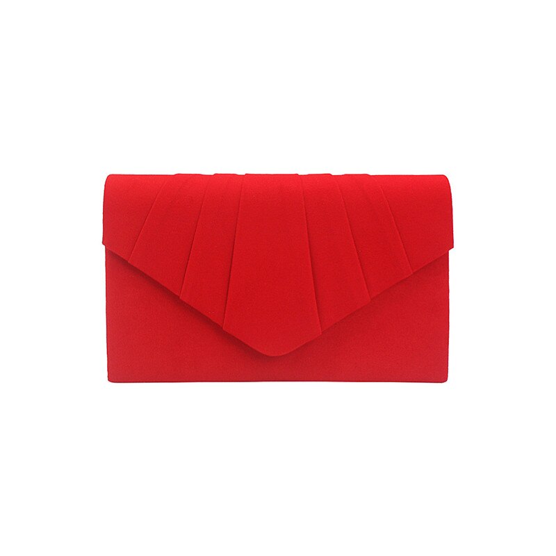 Sac à main en daim plissé pour femmes, pochette de soirée, de bal, de mariage: Rouge