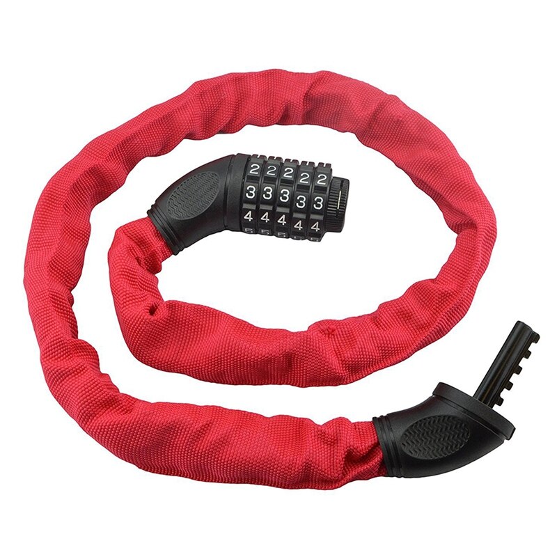 Bicycle Lock,5-Digit Combination of Bicycle Chain Lock,for Bicycles and Motorcycles,Gate Fence,Glass Door,Scooter Lock