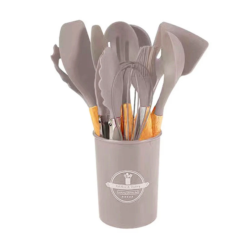 12 peças kit de cozinha de silicone utensílios de qualidade alimentar conjuntos de cozinha turner espátula colher de medição prático panelas ferramenta kitchenwa: Verde claro