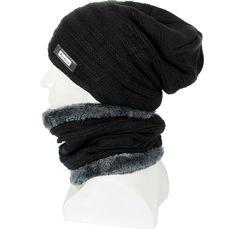 Ensemble pour hommes chapeau écharpe | , ensemble bonnet, Baggy, casquette de Ski en laine chaude et polaire, chapeau et écharpe, ensemble pour chef de cuisine