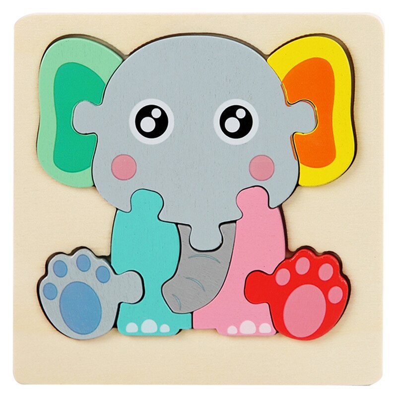 Cartoon Animal 3D Puzzles For Kids Wooden Toys Montessori Educational Toys For Children Wooden Puzzles Montessori Toys Baby