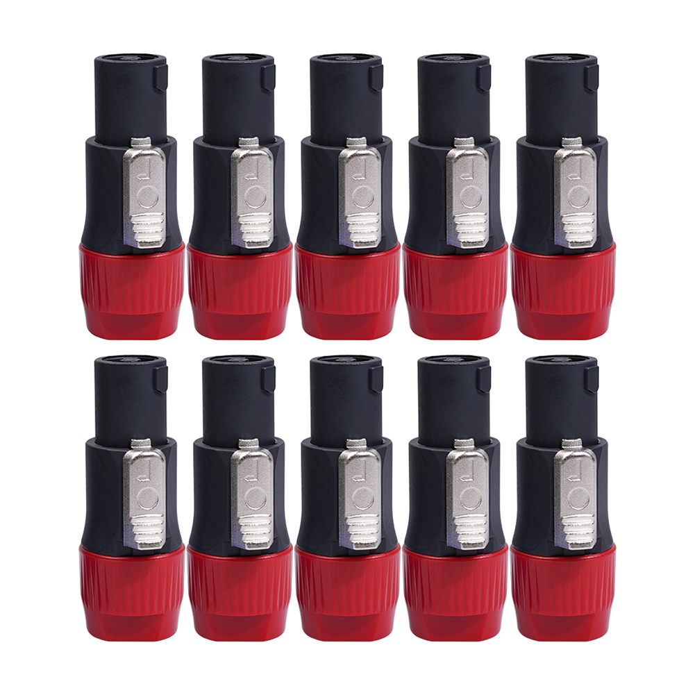 10 stücke Lautsprecher Audio Kabel Stecker Adapter 4-polig 4pin nl4fc Ohm Stecker Zubehör Ersatz für Verstärker: Rosa