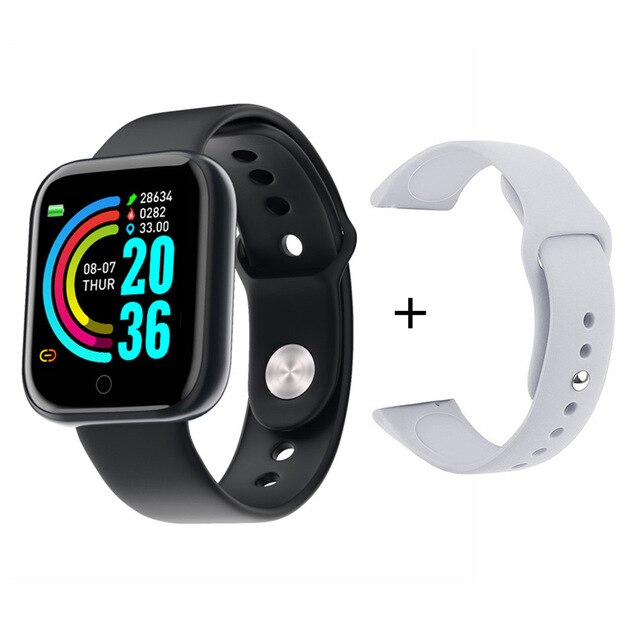 neue Smart Uhr männer Herz Rate Blutdruck Wasserdichte Sport Frauen Smartwatch Fitness Tracker Y68 Für IOS Android iPhone: black White Strap