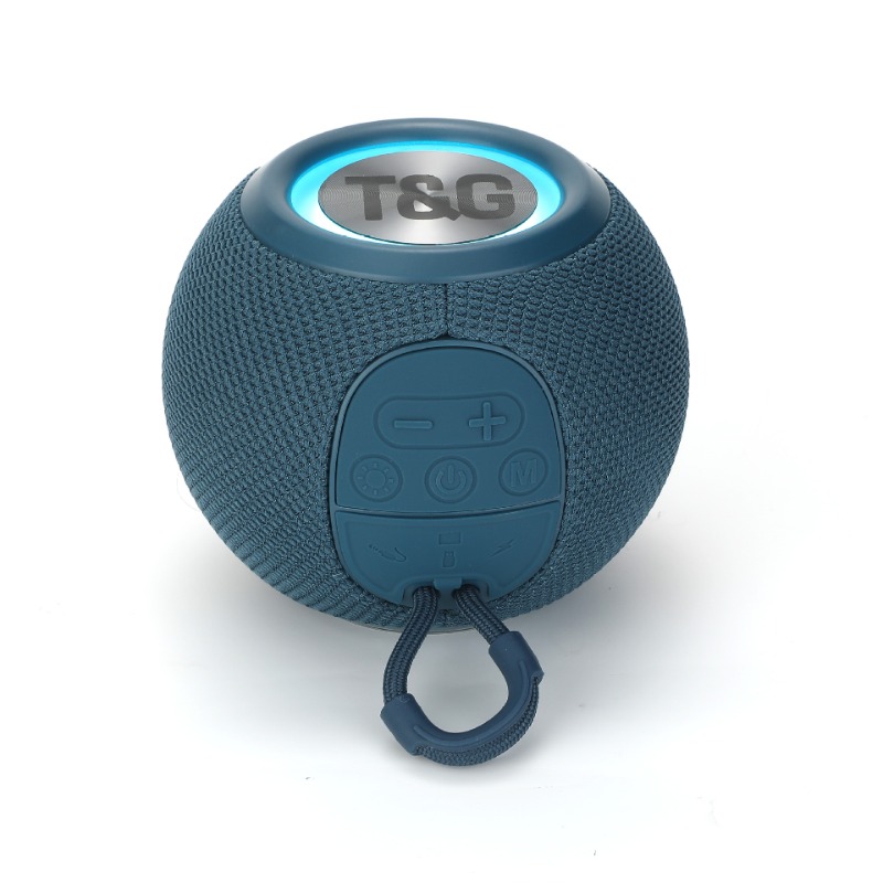 TG337 Bluetooth audio portable round small audio fabric led light wireless subwoofer speaker: Blue